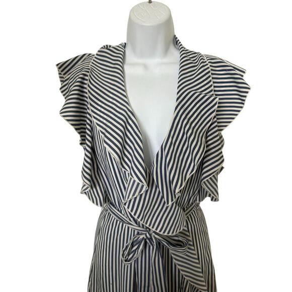 Vintage Elizabeth Crosby Los Angeles Blue/White Striped Summer Dress  S - Picture 4 of 9